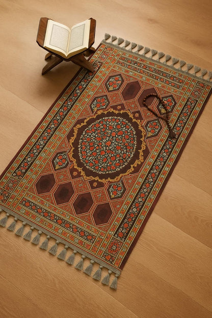 Turkish Prayer Rug, Ottoman Design, Soft Muslim Prayer Mat