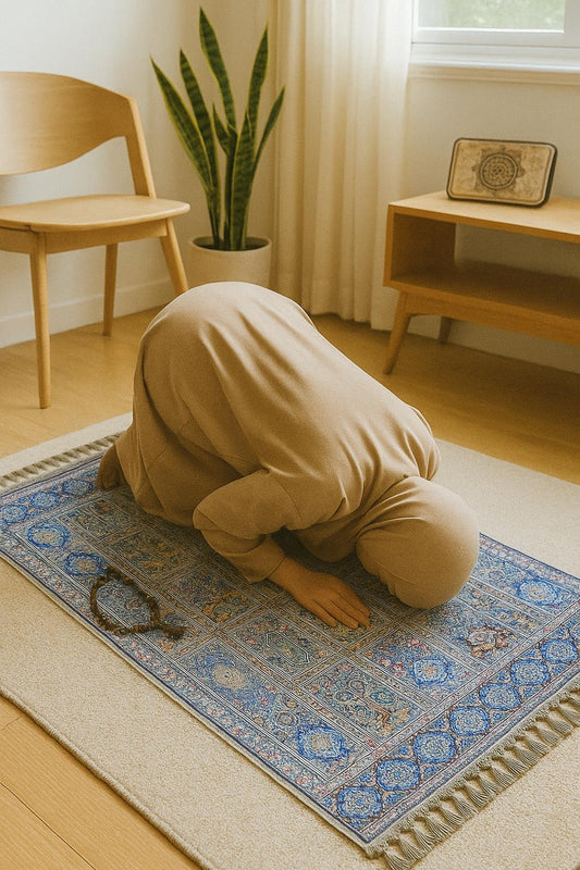 Turkish Prayer Rug, Soft Muslim Prayer Mat, Ottoman Design