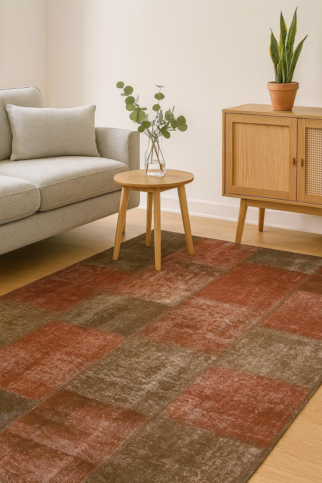 5.6x8, Handmade Wool Turkish Patchwork Rug – Vintage, Bohemian, One-of-a-Kind Area Rug