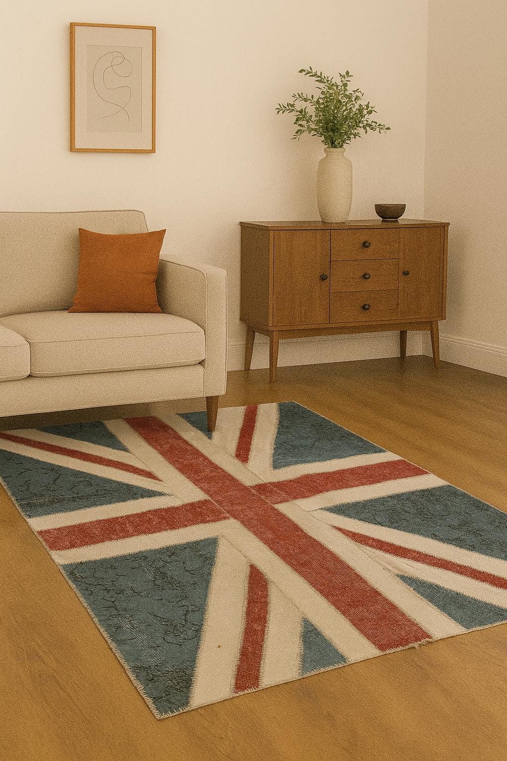 British Flag Patchwork Rug: Handmade Wool Anatolian Design