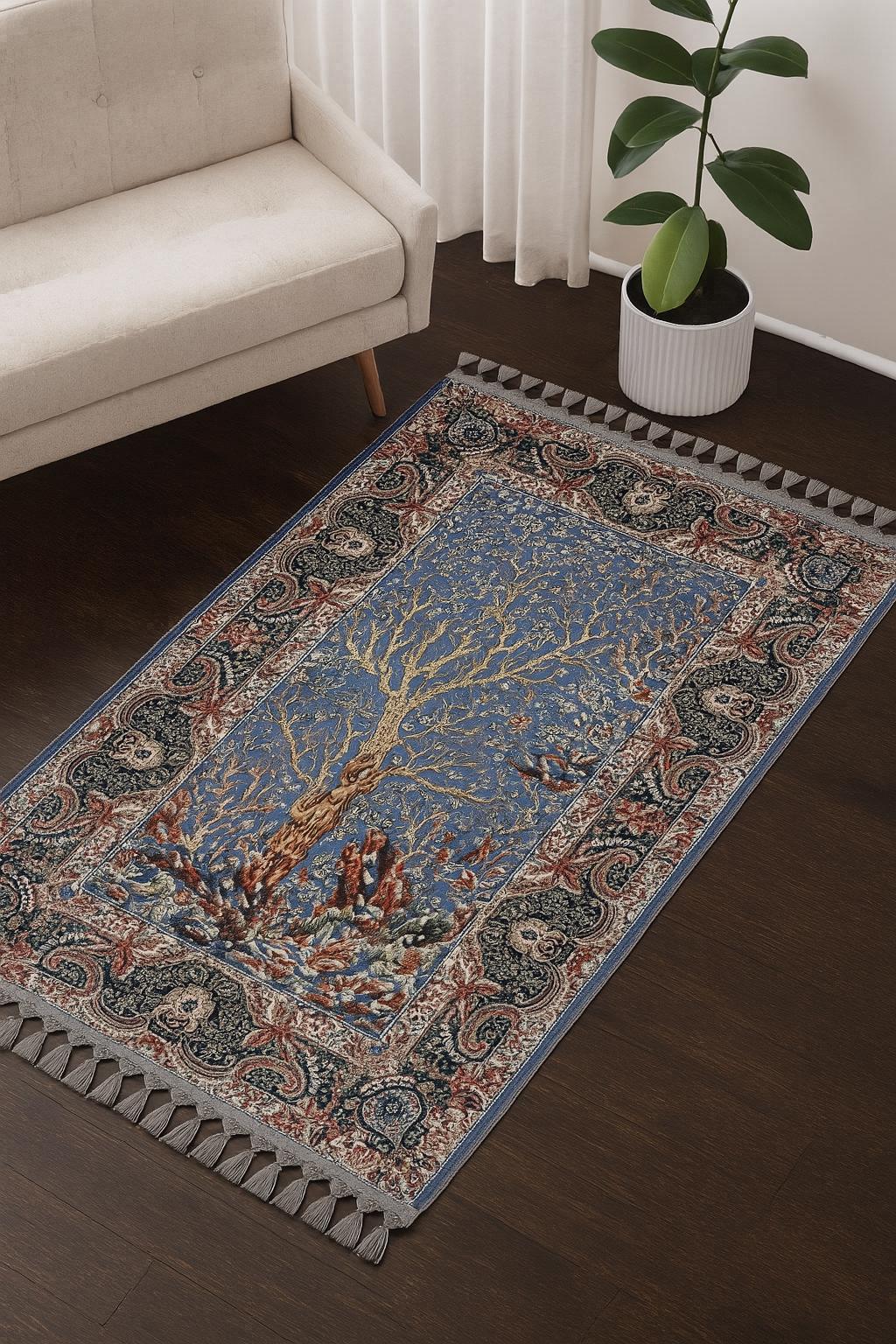 Turkish Prayer Rug, Soft Muslim Prayer Mat, Ottoman Design