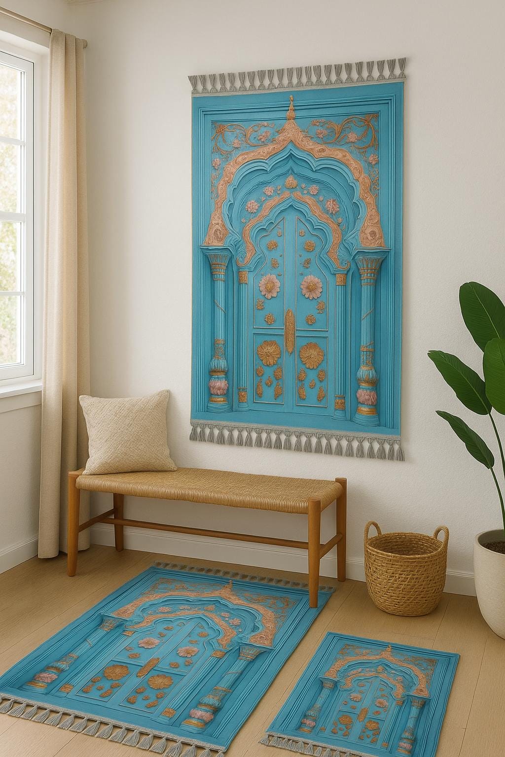Turkish Prayer Rug, Ottoman Design, Muslim Prayer Mat