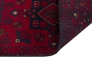 Handmade Afghan Wool Rug: Tribal Red Boho Accent Mat (42x59 cm)