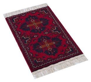 Handmade Afghan Wool Rug: Small Tribal Carpet, Boho Decor (39x59 cm)