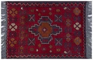 Small Handmade Afghan Wool Rug: Tribal Boho Decor (42x59 cm)