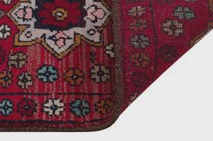 Small Afghan Rug: Handmade Tribal Red Wool Carpet, Boho Decor (42x61 cm)
