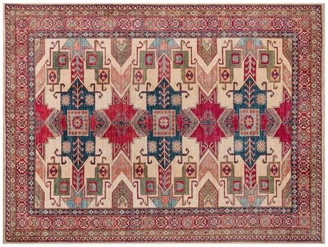 Large Handmade Afghan Kazak Rug – 207x274 cm - 7' x 9' -  Tribal Wool Carpet