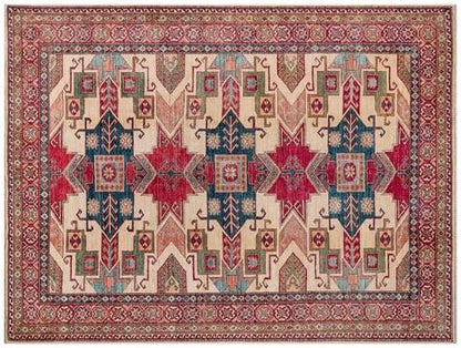 Large Handmade Afghan Kazak Rug – 207x274 cm - 7' x 9' -  Tribal Wool Carpet