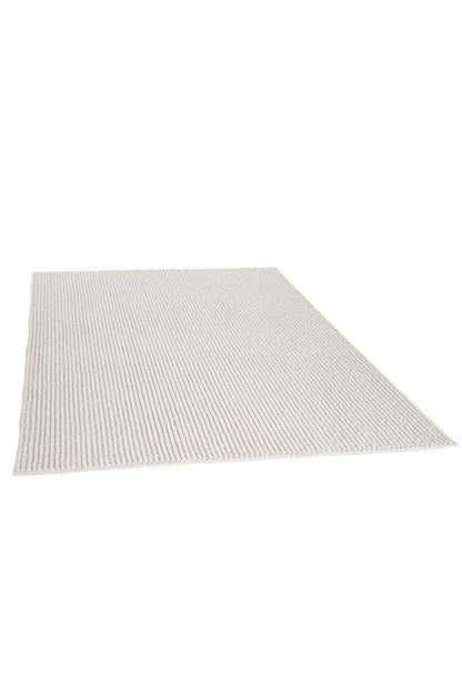 Contemporary White Textured Chenille Area Rug – Soft Bubble Loop Design Carpet