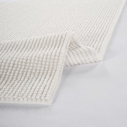 Contemporary White Textured Chenille Area Rug – Soft Bubble Loop Design Carpet