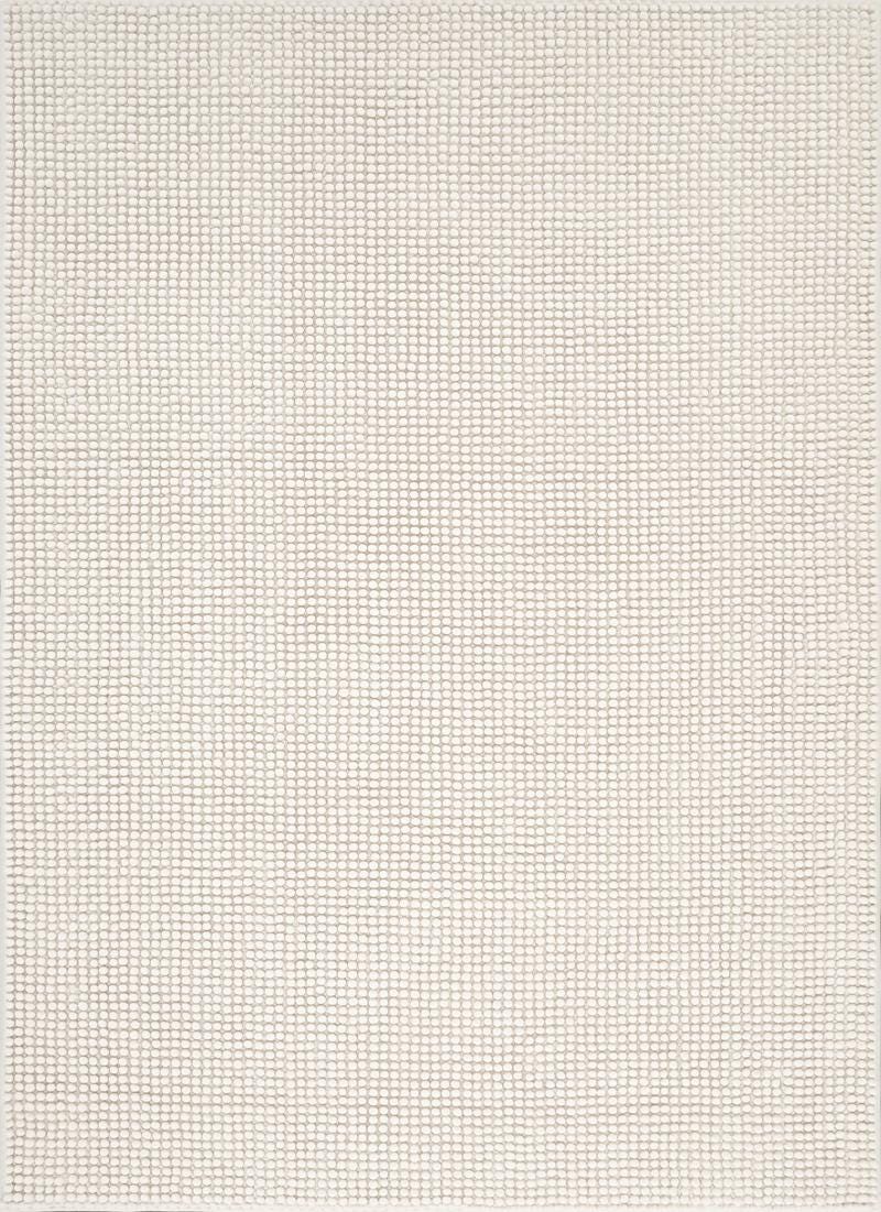 Contemporary White Textured Chenille Area Rug – Soft Bubble Loop Design Carpet