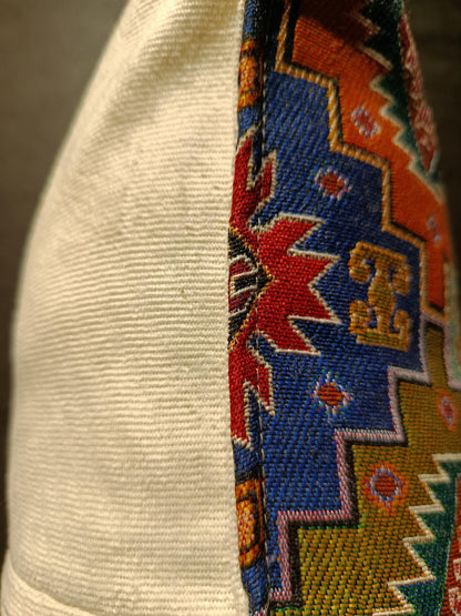 Colorful Kilim Pattern Throw Pillow – Bohemian Tribal Geometric Cushion Cover