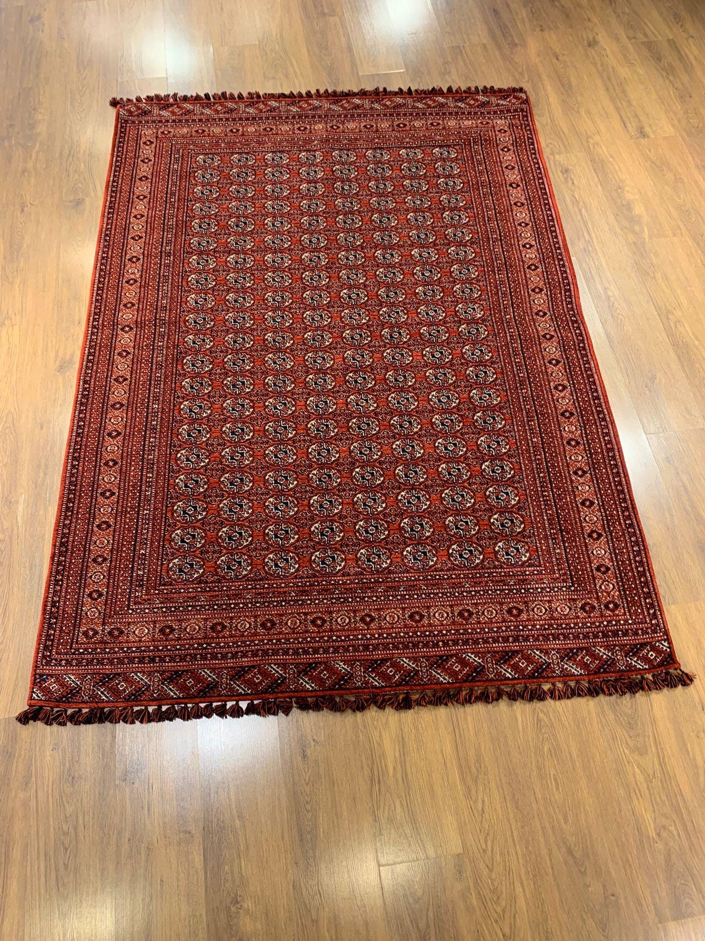 Red Afghan Rug: Washable Chenille Farmhouse Decor (3.9 x 5.9 ft)