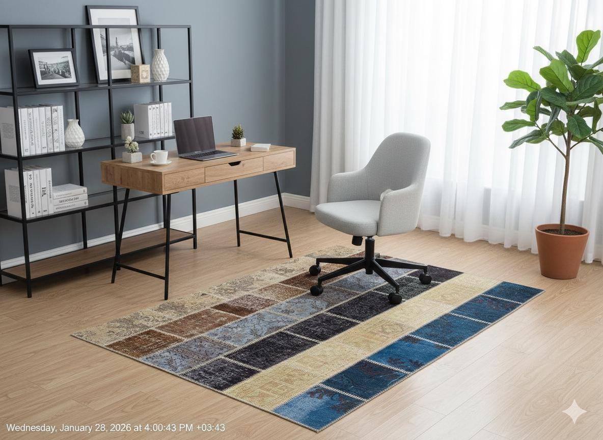 Handmade Patchwork Turkish Rug: 5'x8' Bohemian Wool Area Rug