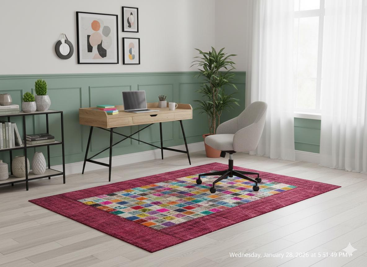 Handmade Patchwork Turkish Rug: Bohemian Wool Area Rug (5'x8' ft)