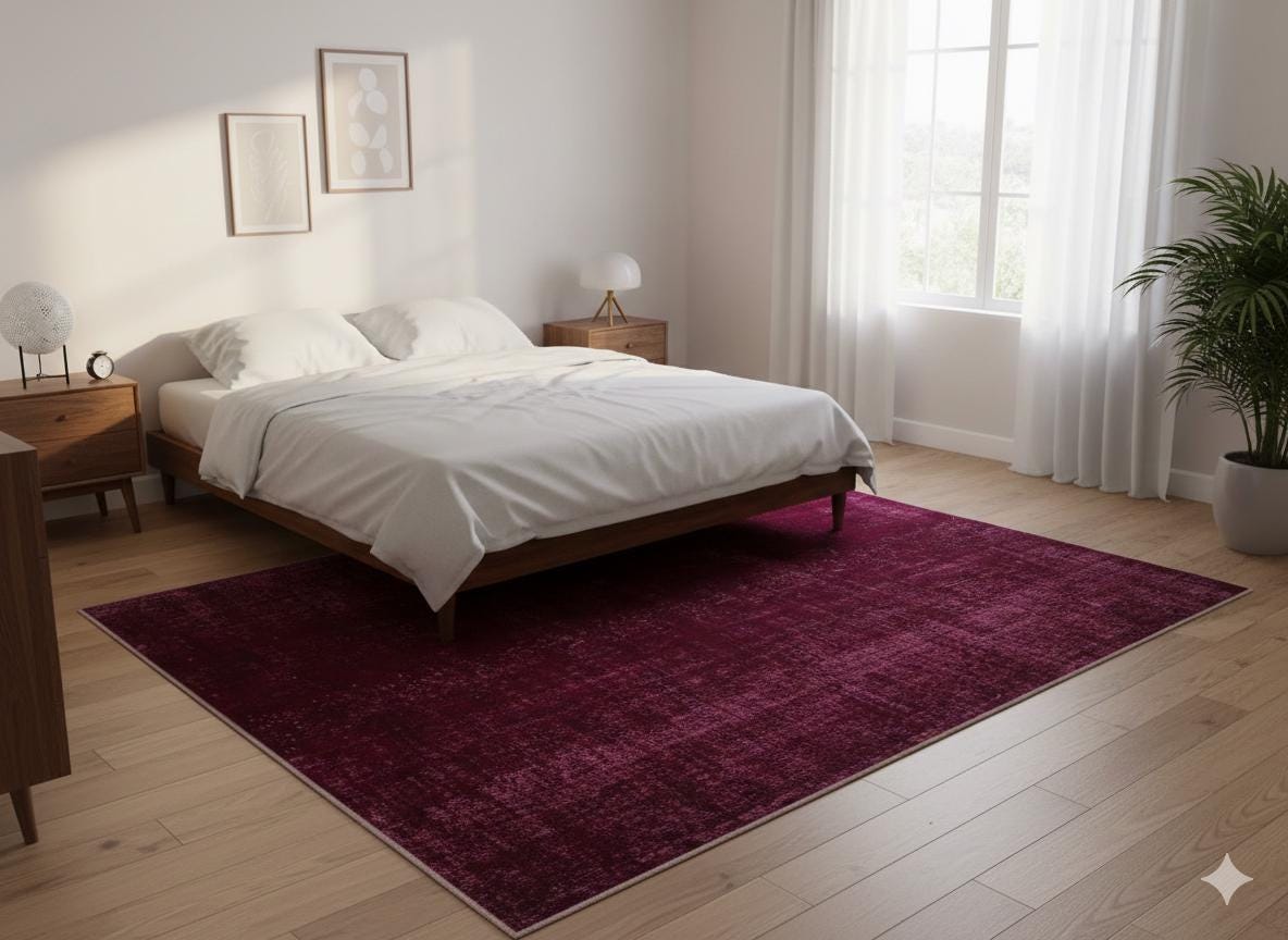 Vintage Turkish Wool Rug (5.2x7.1 ft): Handmade Anatolian Bohemian Area Rug