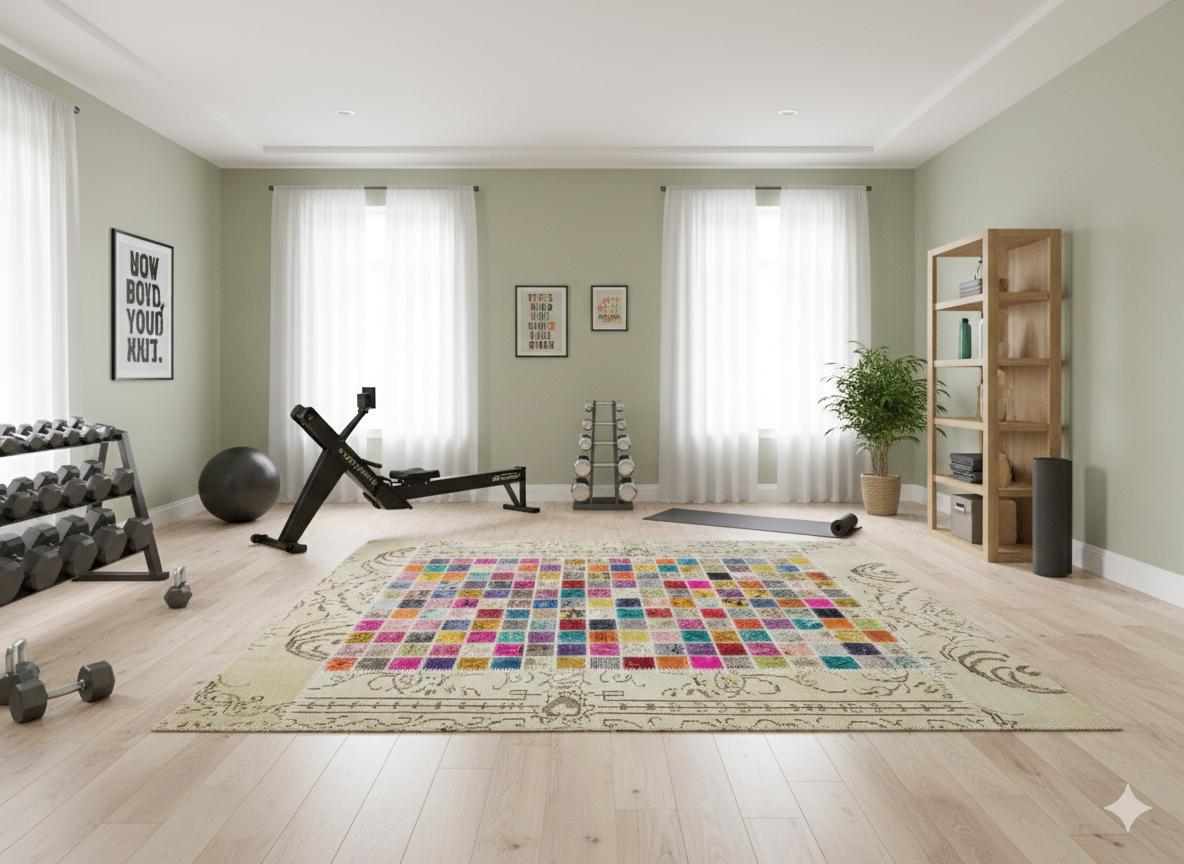 Handmade Patchwork Wool Turkish Rug - 5'x8' Bohemian Area Rug
