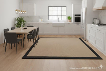 Washable Beige Jute Rug: Minimalist monern Outdoor/Indoor Carpet