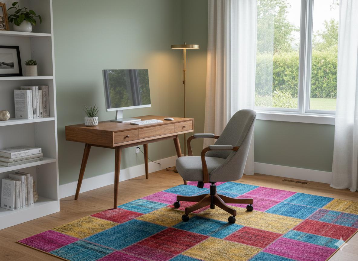 Handmade Wool Patchwork Turkish Rug: Bohemian Area Rug (6.9x9.8 ft)