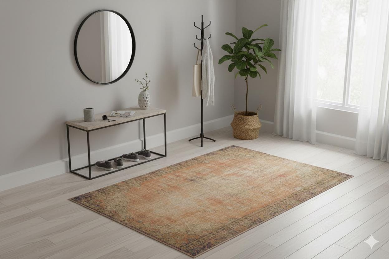 Vintage Turkish Wool Rug (5.4x8.1 ft): Handmade Anatolian Area Rug