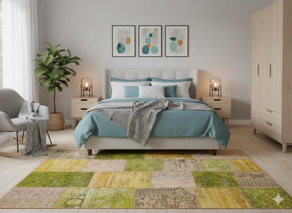 Handmade Patchwork Wool Turkish Rug: Bohemian Area Rug (5.6x7.9 ft)