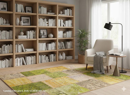 Handmade Patchwork Wool Turkish Rug: Bohemian Area Rug (5.6x7.9 ft)