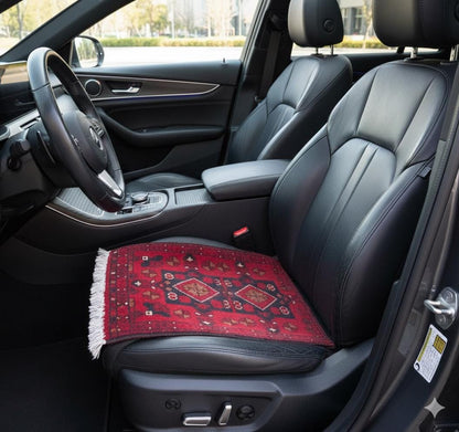 Handmade Afghan Wool Rug: Tribal Red Boho Accent Mat (42x59 cm)