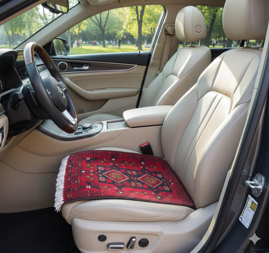 Handmade Afghan Wool Rug: Tribal Red Boho Accent Mat (42x59 cm)