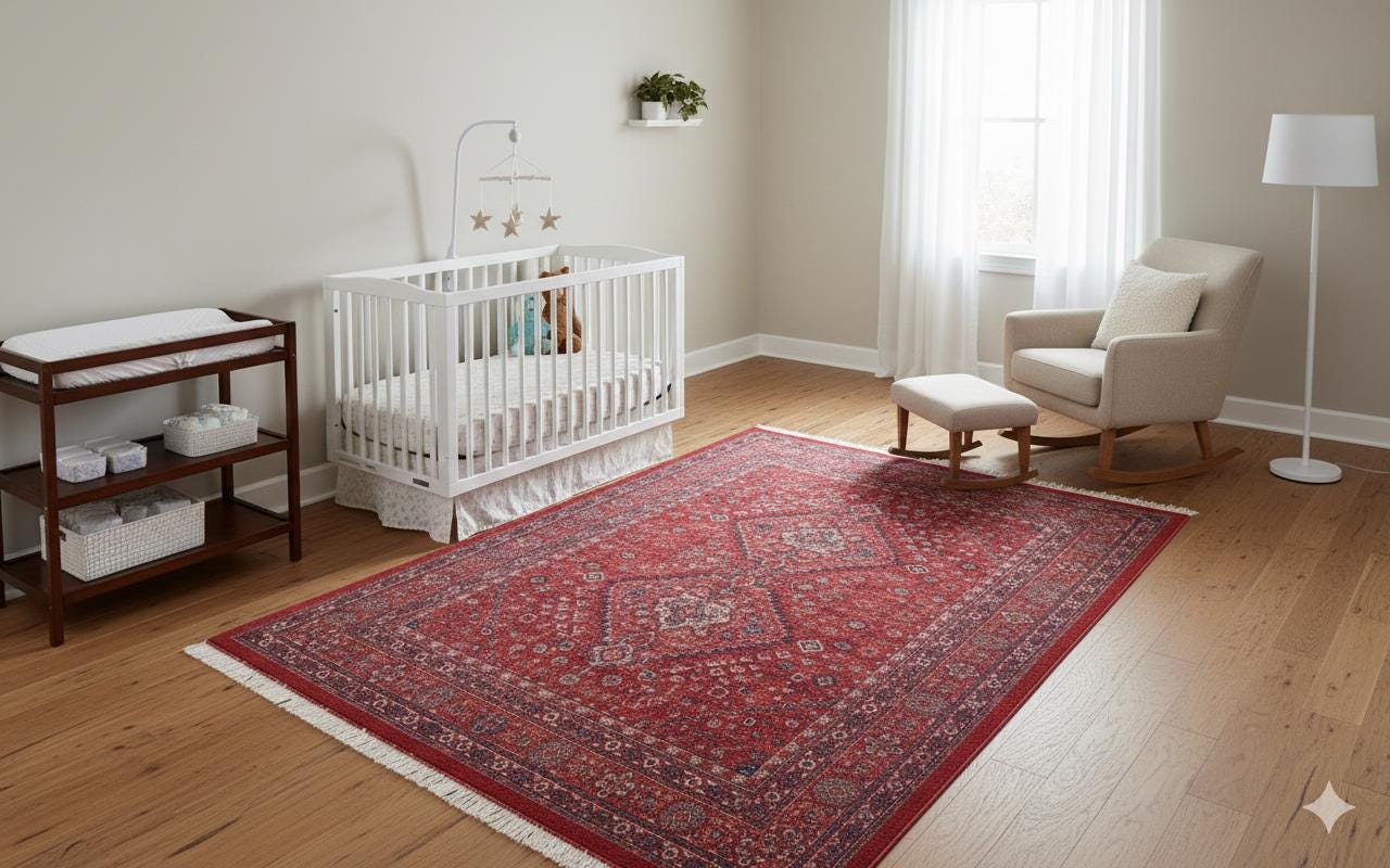 Red Vintage Oriental Afghan Rug: Washable Red Carpet with Tassels