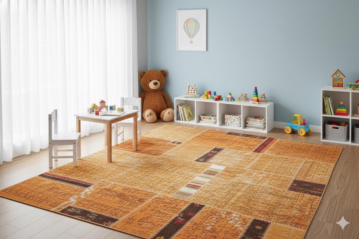 Handmade Wool Patchwork Rug: Bohemian Turkish Area Rug (5.2x7.5 ft)