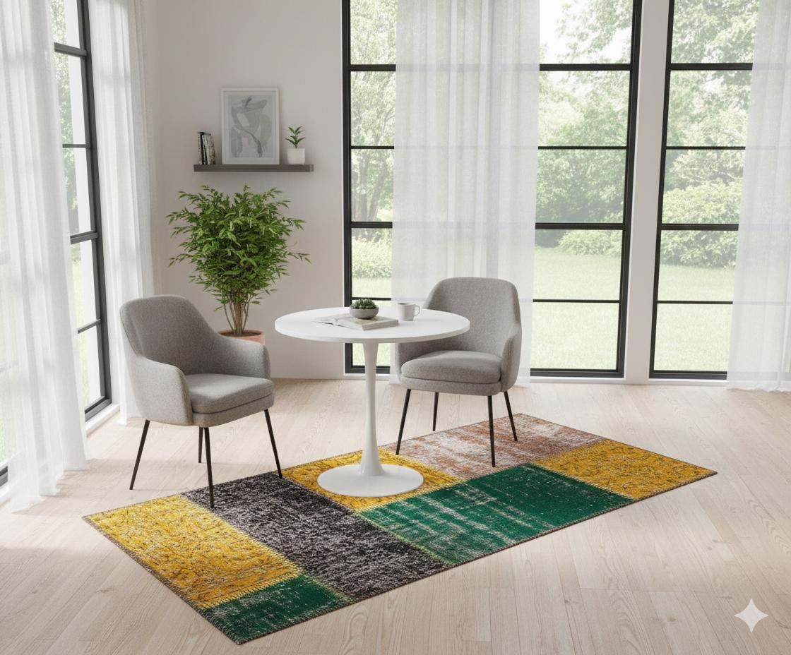Handmade Wool Patchwork Runner Rug: Bohemian Turkish Rug (2.6x5.5 ft)