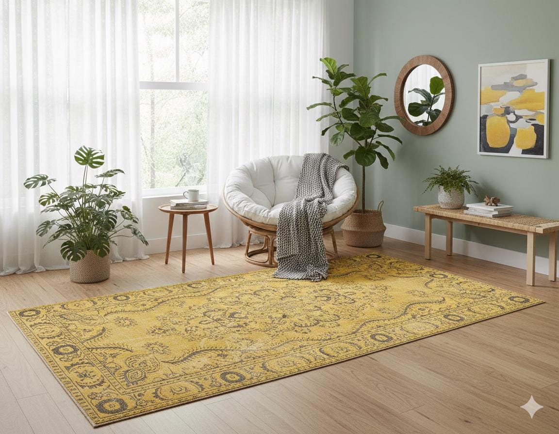 Vintage Turkish Wool Rug: Bohemian Eclectic Area Rug (5.5x10.2 ft)