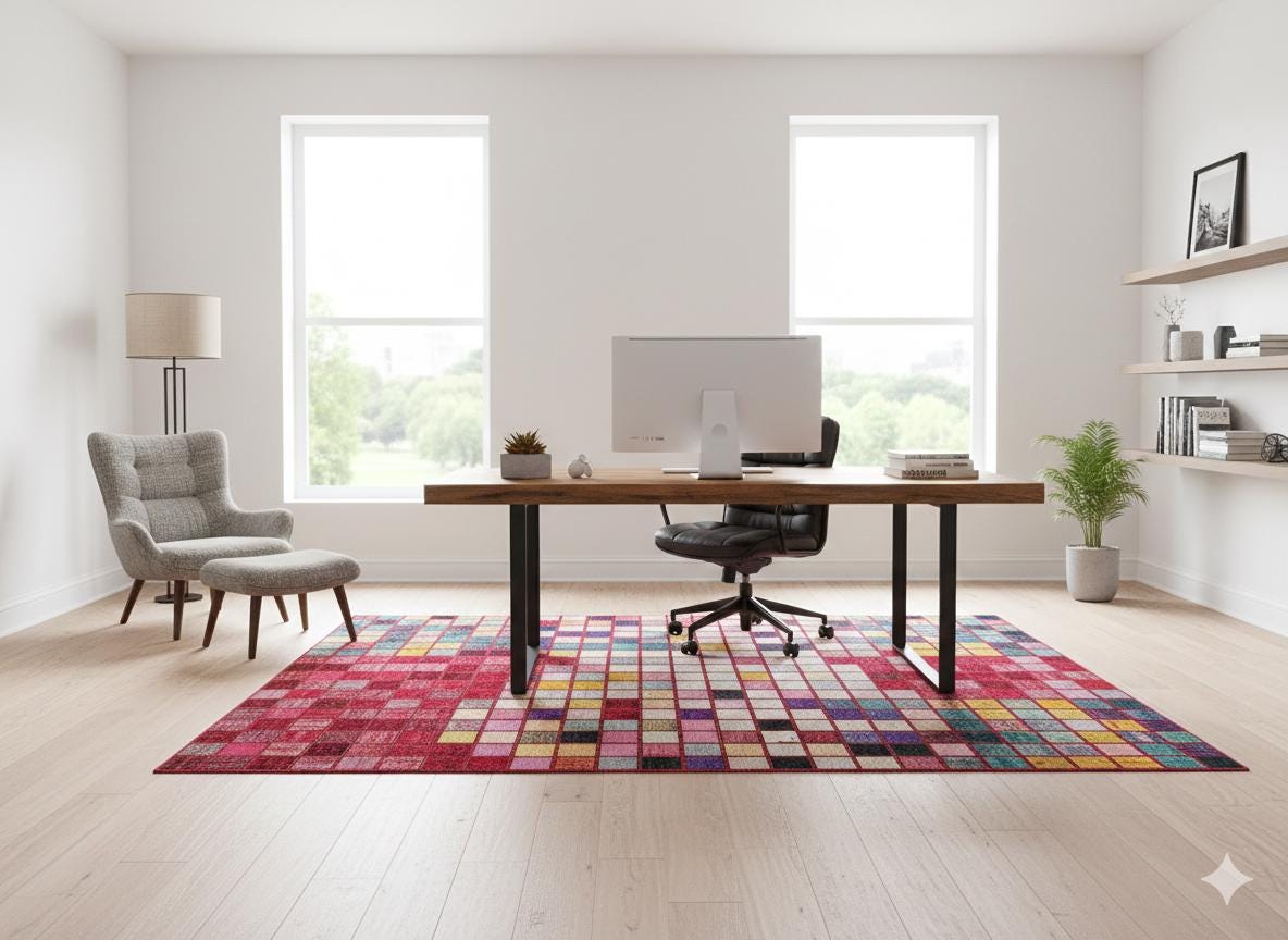 5.6x8, Handmade Wool Turkish Patchwork Rug – Vintage, Bohemian, One-of-a-Kind Area Rug