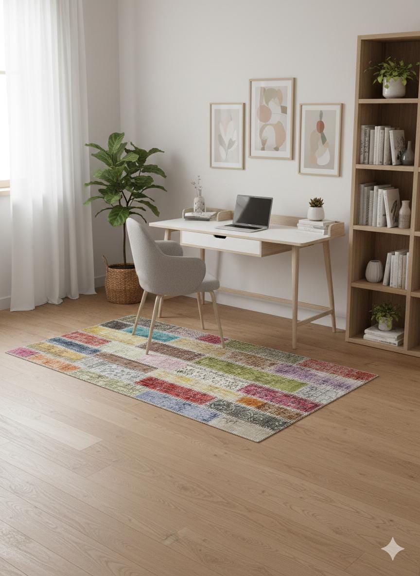 Handmade Wool Patchwork Turkish Rug: Bohemian Runner Rug (2.6x4.9 ft)