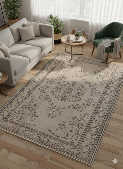 Vintage Turkish Wool Rug (6.4x9.4 ft): Handmade Anatolian Persian Design