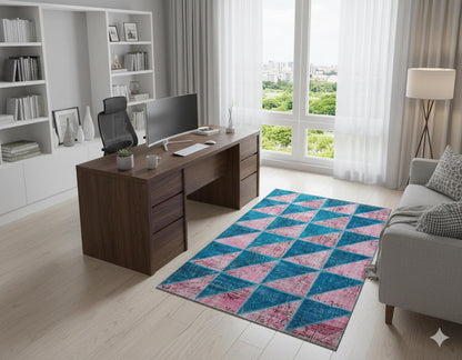 5.6x8, Handmade Wool Turkish Patchwork Rug – Vintage, Bohemian, One-of-a-Kind Area Rug