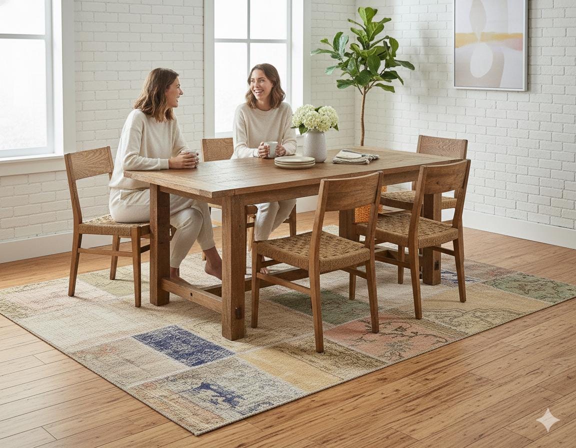 Handmade Wool Turkish Patchwork Rug (5x8): Vintage Bohemian Area Rug