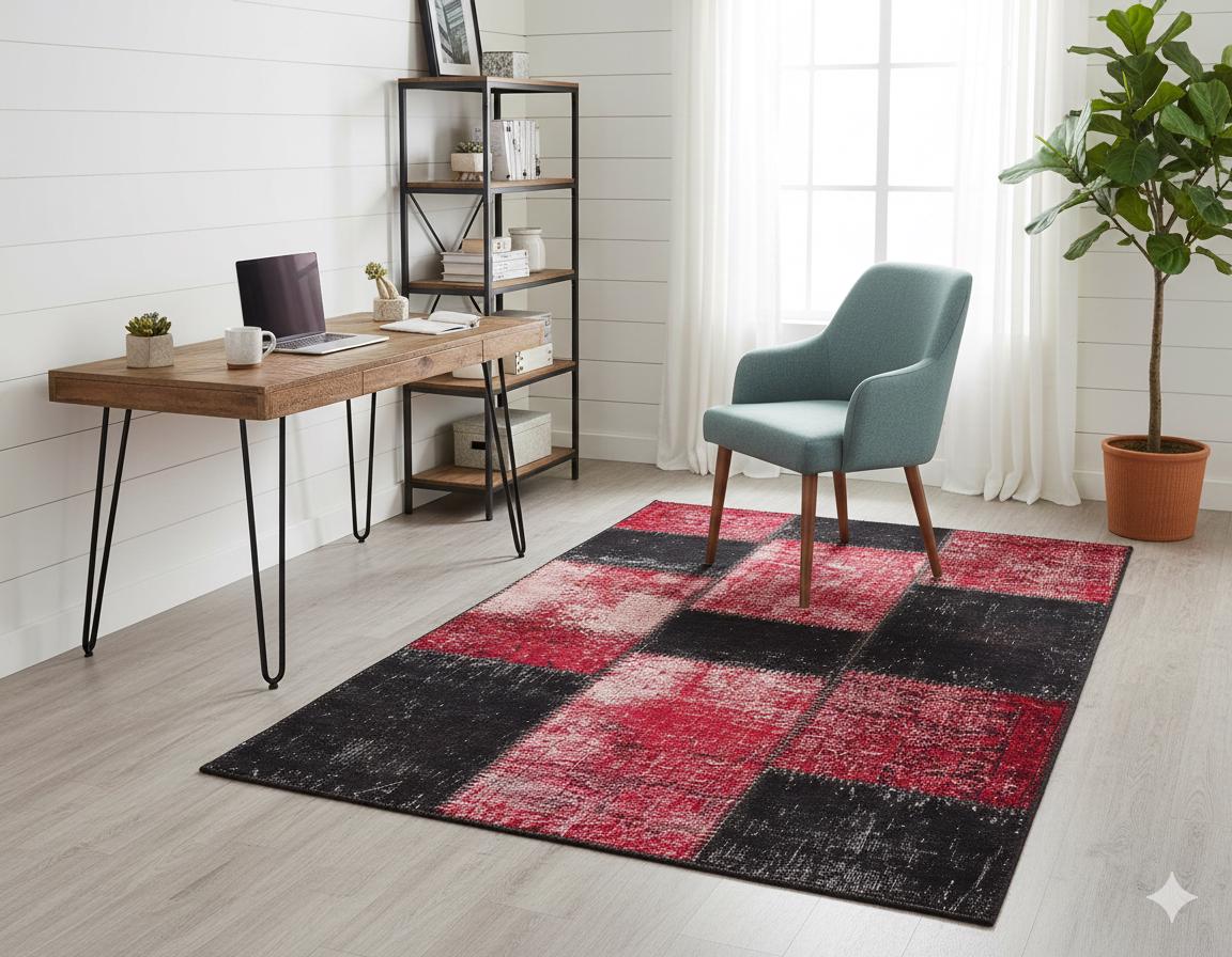 Handmade Wool Patchwork Turkish Rug: Bohemian Area Rug (3.9x5.9 ft)