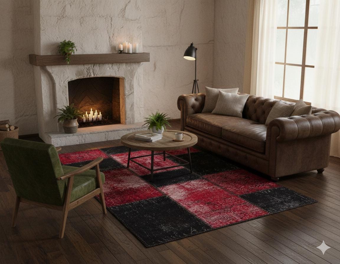 Handmade Wool Patchwork Turkish Rug: Bohemian Area Rug (3.9x5.9 ft)
