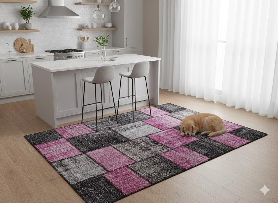 5.6x8, Handmade Wool Turkish Patchwork Rug – Vintage, Bohemian, One-of-a-Kind Area Rug