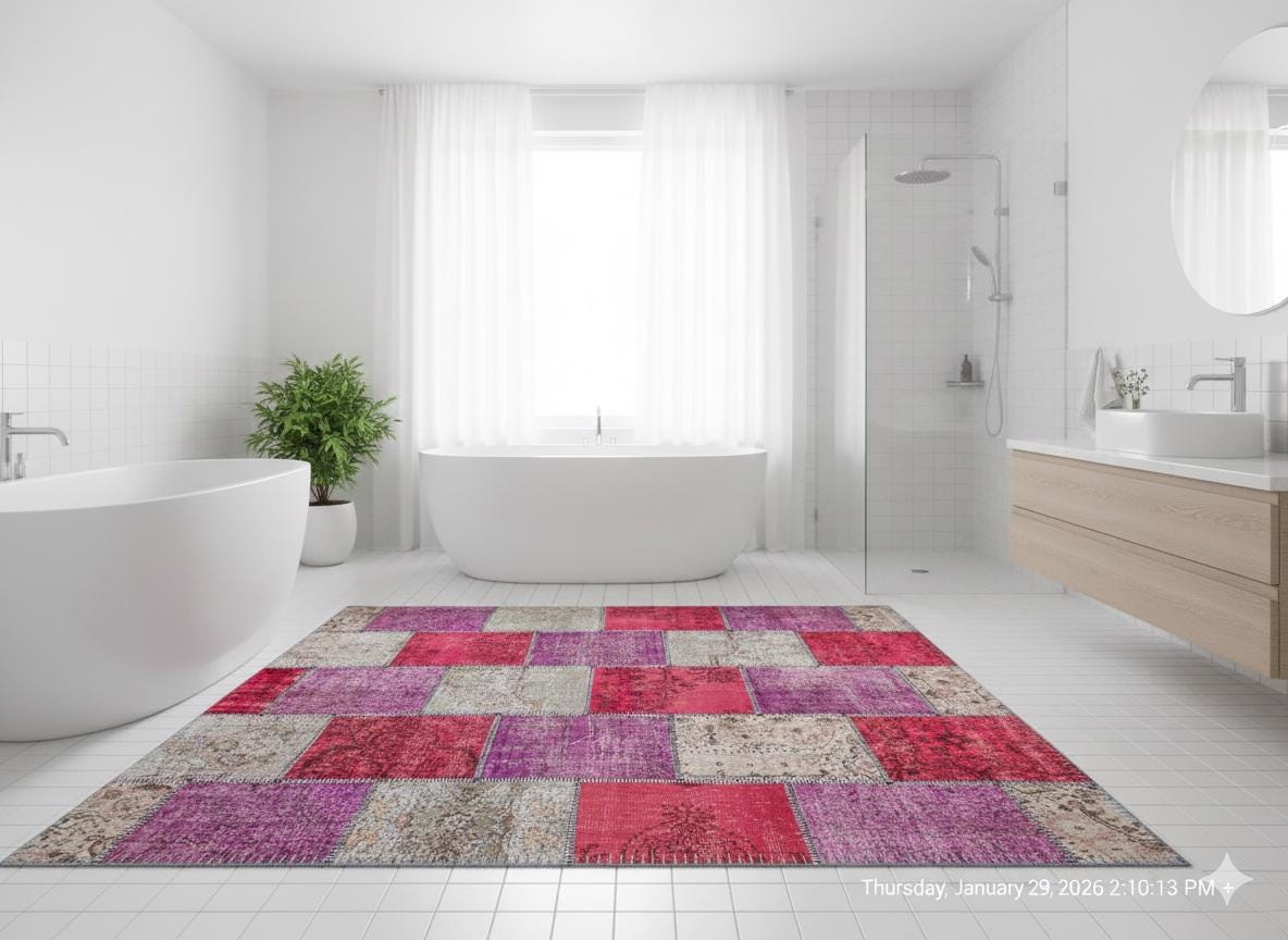 Handmade Turkish Patchwork Rug 6'x10' - Bohemian Wool Area Rug