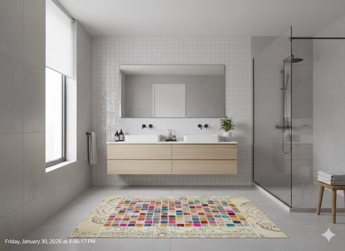 Handmade Patchwork Wool Turkish Rug - 5'x8' Bohemian Area Rug