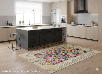 Handmade Patchwork Wool Turkish Rug - 5'x8' Bohemian Area Rug