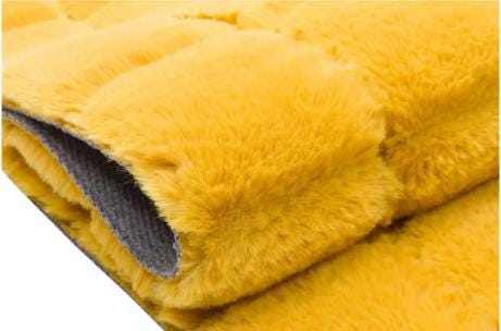 Soft Yellow Faux Rabbit Fur Rug: Non-Slip Fluffy Accent Carpet