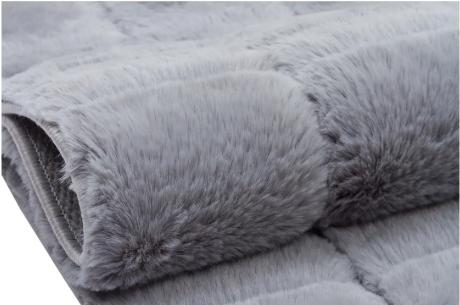Silver Faux Rabbit Fur Rug: Soft Plush Shag Rug