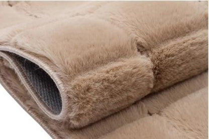 Taupe Faux Rabbit Fur Rug: Soft Plush Carpet