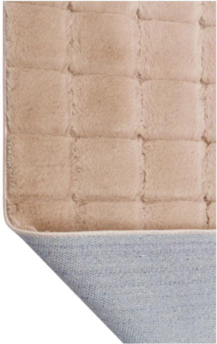 Taupe Faux Rabbit Fur Rug: Soft Plush Carpet