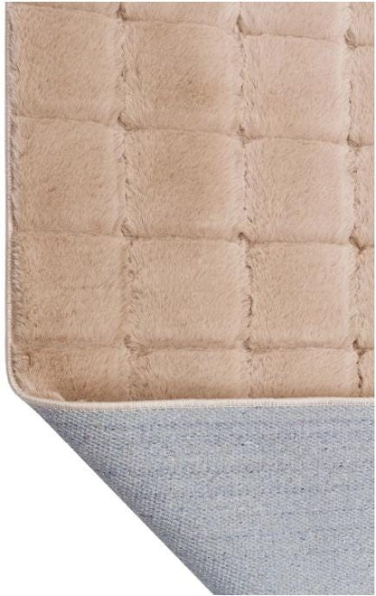 Taupe Faux Rabbit Fur Rug: Soft Plush Carpet
