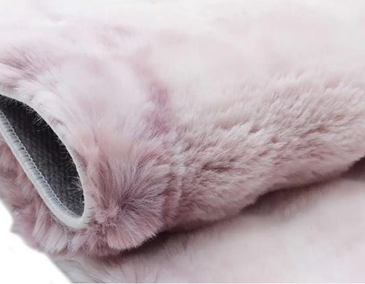 Lilac Faux Rabbit Fur Rug: Soft Plush Carpet