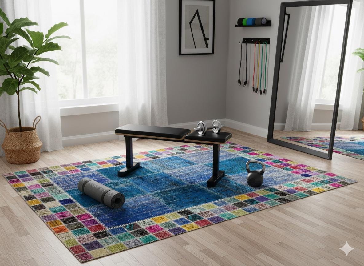 Handmade Patchwork Turkish Rug: 5'x8' Bohemian Wool Area Rug